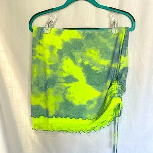 Neon mini skirt sheer neon fabric with neon liner.